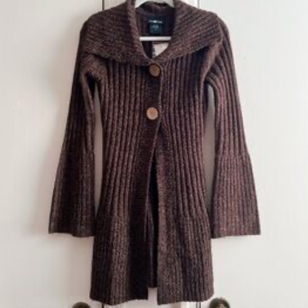 Vintage It's Our Time Chocolate Knit Sweater& cardigan sz M